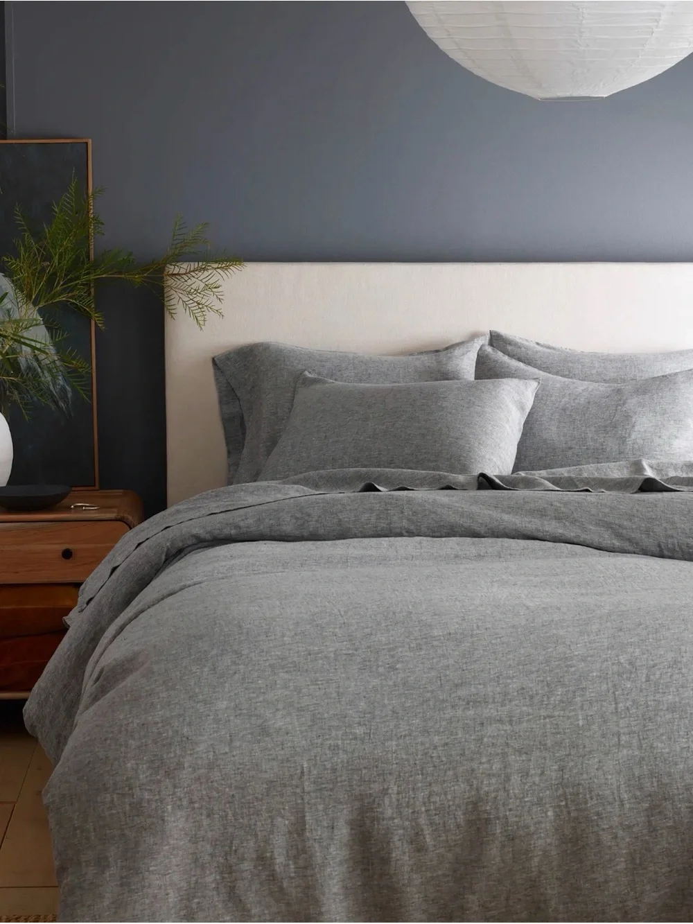 Quince NWOT European Linen Duvet Cover In Charcoal Chambray Full/Queen 1187